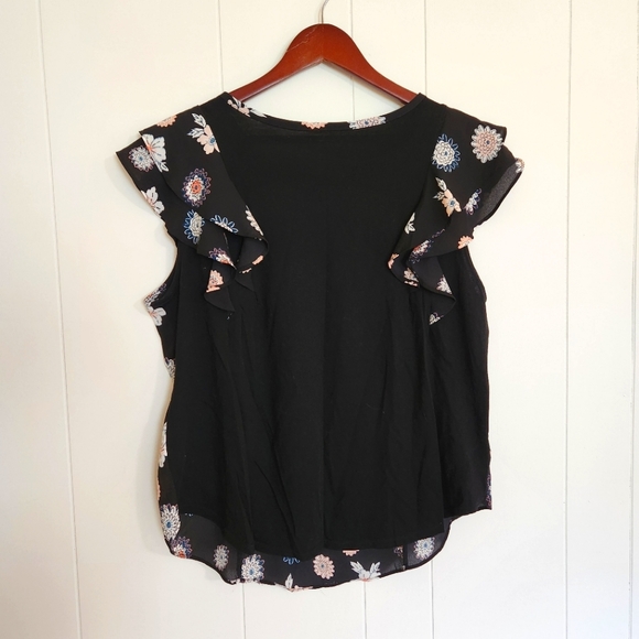 Loft Outlet Women's Black Floral Tank, Size Large - Picture 4 of 8